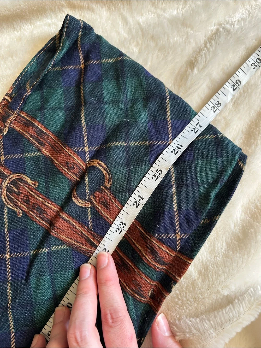 Vintage J. G. Hook equestrian blackwatch plaid rectangle scarf foxhunt